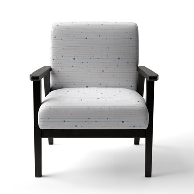 White Horizontal Striped - Upholstered Patterned Accent Arm Chair