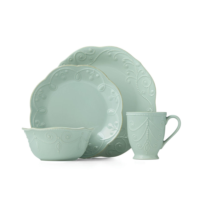 Lenox French Perles 4-Piece Place Setting, Service for 1, Ice Blue