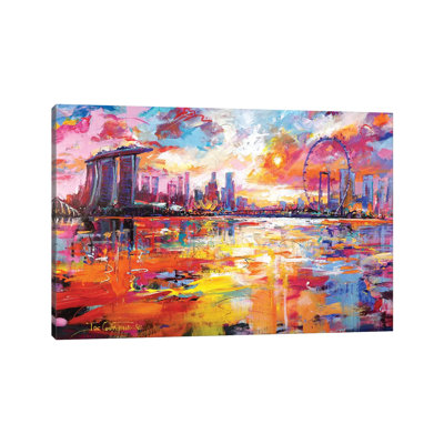 " Singapore Skyline " by Jos Coufreur Painting Print