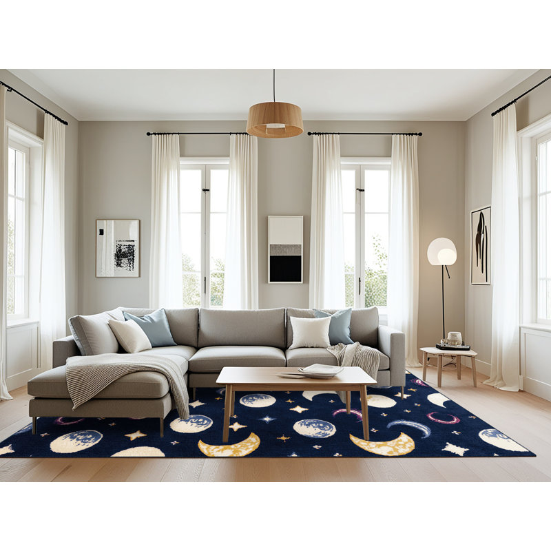 Tapis bleu lavable à la machine, Rectangle 6 pi x 9 pi