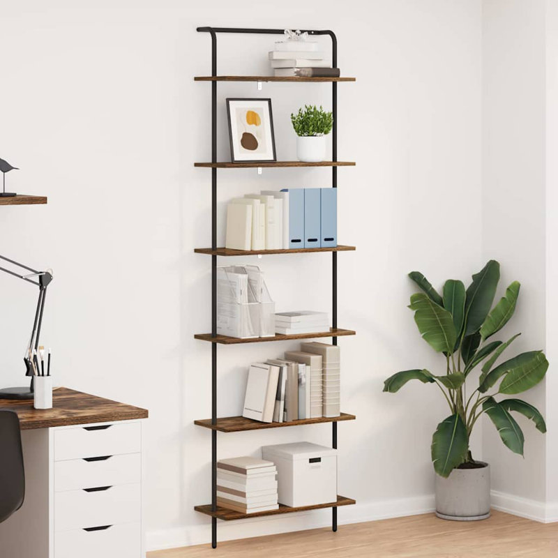  Bookshelf Old Wood Engineered Wood, (6 Shelves) 203cm H x 60cm W x 24cm D, Old Wood