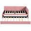 Lit de jour simple tapissier avec couchette en tissu de lin rose, lit gigogne sans sommier, lit en tissu, nécessaire
