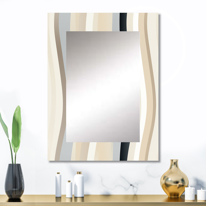 Shaylen Balilibed Lines - miroir mural unique rayé, rayé, miroir abstrait, impression d'art en métal, 32 po x 24 po