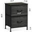 Table de chevet, petite commode avec tiroirs, commode pour la chambre à coucher avec 2 tiroirs en tissu, table de bout avec table de chevet noire, table de chevet pour dortoir, rangement pour garde-robe, imprimé grain de bois noir anthracite