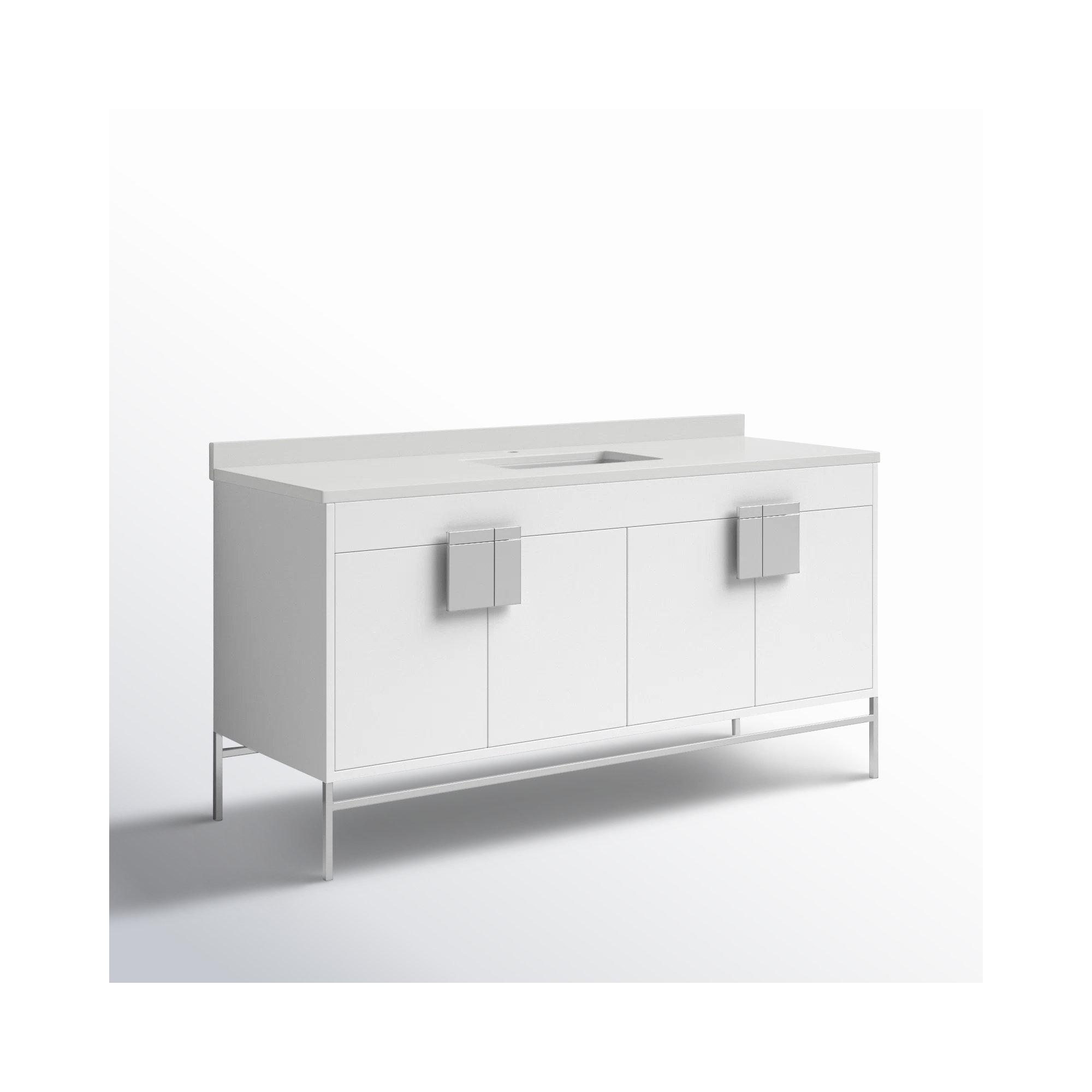 Maisie 60'' Single Bathroom Vanity, Polish Chrome, White