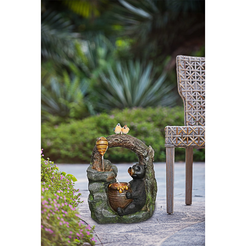 Two-Tiered Water Fountain With Woodland Animal Design