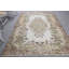 Grand tapis turc Oushak rétro avec motif floral orné vert - idéal pour les salons