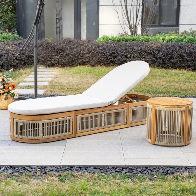 Chaise longue d'extérieur inclinable avec table Karyne