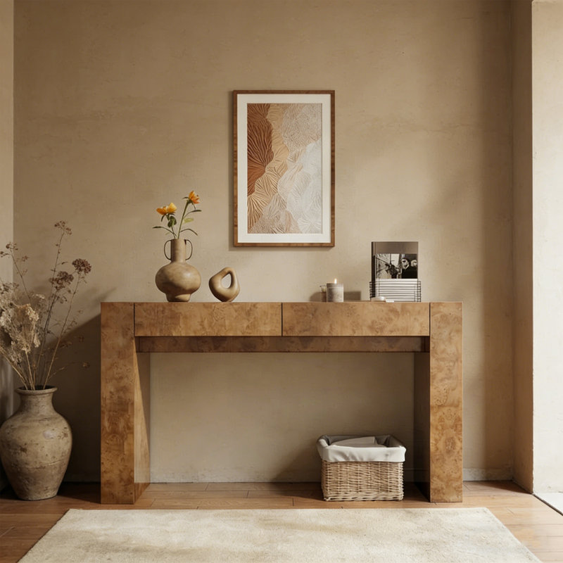 Console Retro Minimalist, H 33,46 po x l 47,24 po x P 13,78 po, Bois naturel