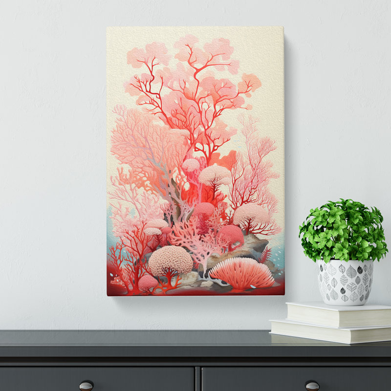 Coral Colour Field - Wrapped Canvas Print, 50cm H x 35cm W x 3cm D