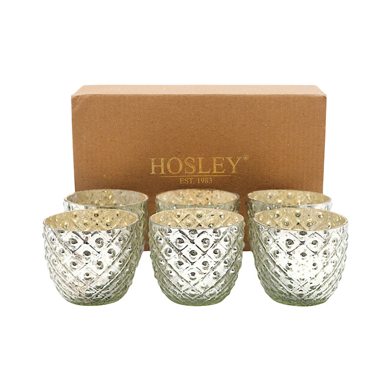 Set of 6 2.4 " Glass Votive, Silver