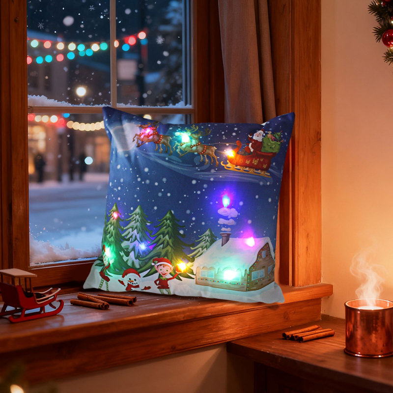 Christmas LED Pillows Holiday Gifts LED Pillows That Can Flash Or Stay On Two Mode Switching  Printed Sofa Pillows Cushions Pillowcases
