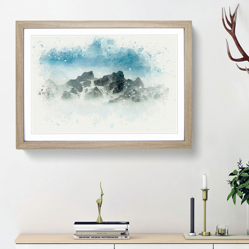 Mist over the Sea in Portugal - Picture Frame Graphic Art Print, 62cm H x 87cm W x 2cm D, Oak Framed