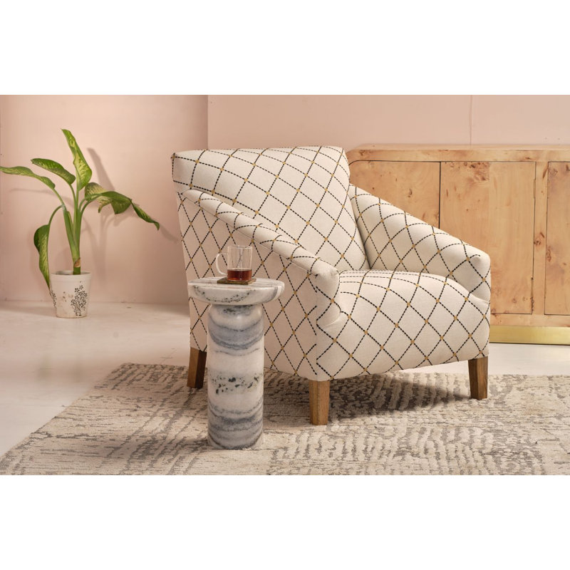 Table d'appoint ronde en marbre blanc Barrington, Blanc