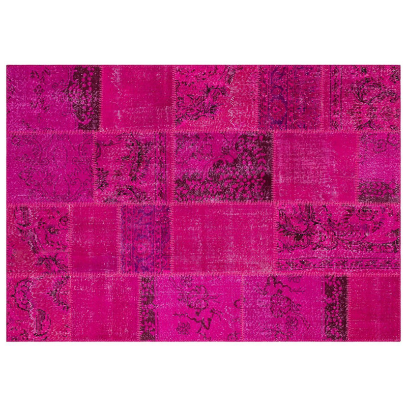 Tapis moderne fabriqué à la main fuchsia moderne