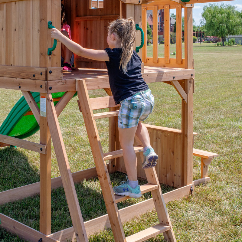 Montpelier Cedar Wood Swing Set with Slide and Monkey Bars