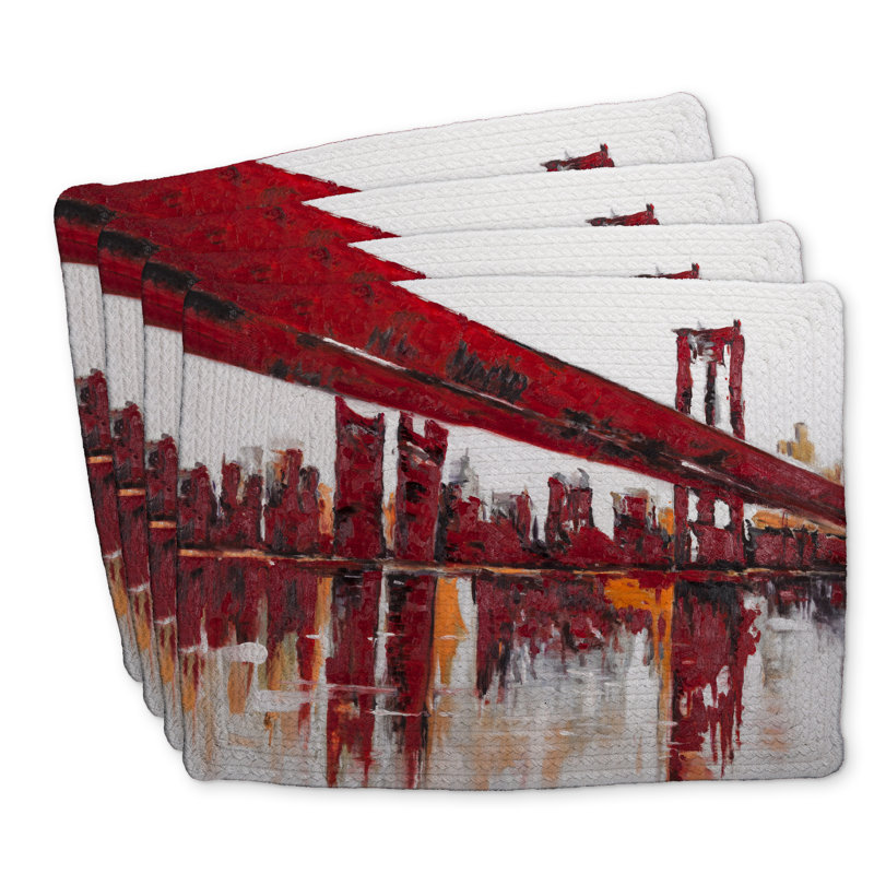 Red Bridge Braided Polyester Placemats Set of 4 - Home Decor