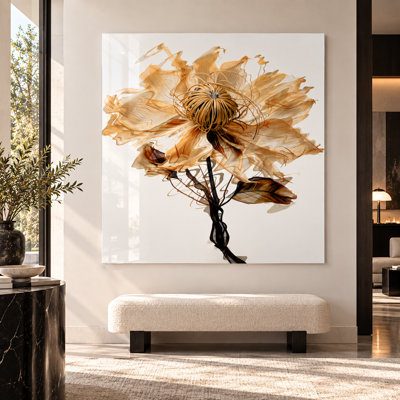 Tableau floral en acrylique de qualité supérieure Windsnap, œuvre d'art botanique moderne, prêt à accrocher, idéal pour le salon, la chambre, le bureau ou l'entrée.
