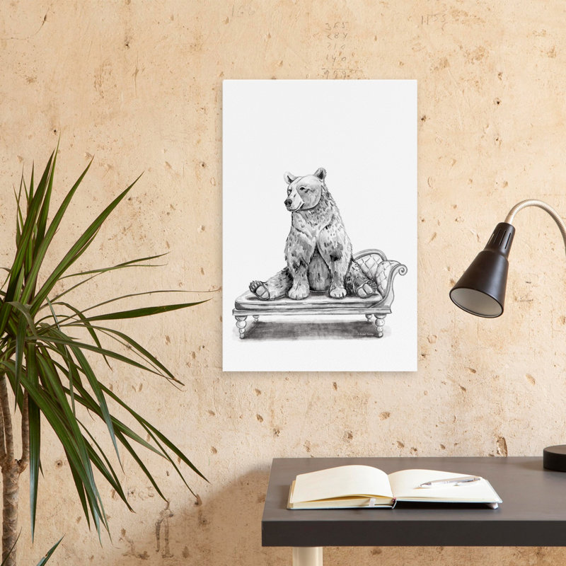 Méridienne ours - Art contemporain sur un canapé, H 24 po x l 16 po