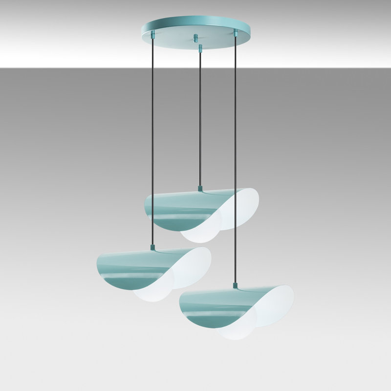 Elegant Adjustable Chandelier, Turquoise Metal Body, 19.7 in Diameter | Height: 29.5 - 44.1 in | Base Plate Ø11.8 x 1.2 in | 3 x E27 Socket (Max 40W) | Stylish Lighting for Modern Living Spaces, IP20 Rated
