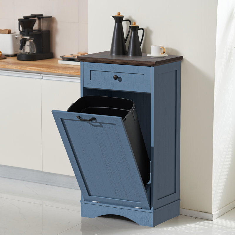 Poubelles de cuisine à bascule inclinable, panier à linge 13 gallons, Bleu