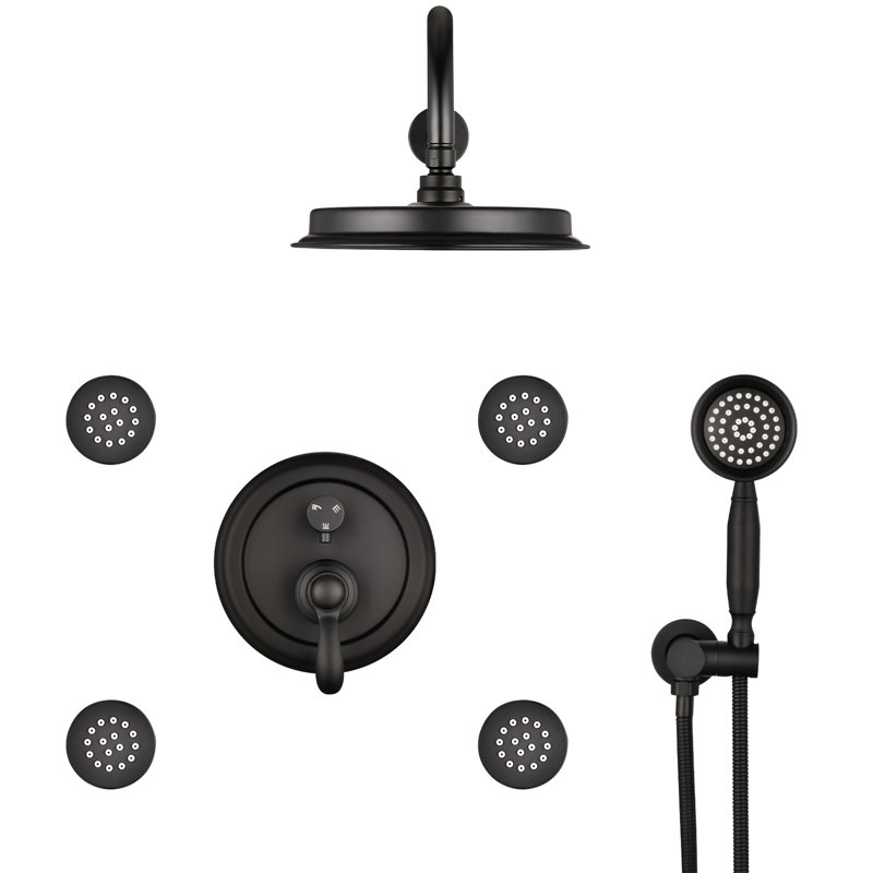Brushed Nickel Bathroom Shower Faucet With Soft Rubber Spray Holes And Fixture 360-degree Rotation Included Diverter Valve