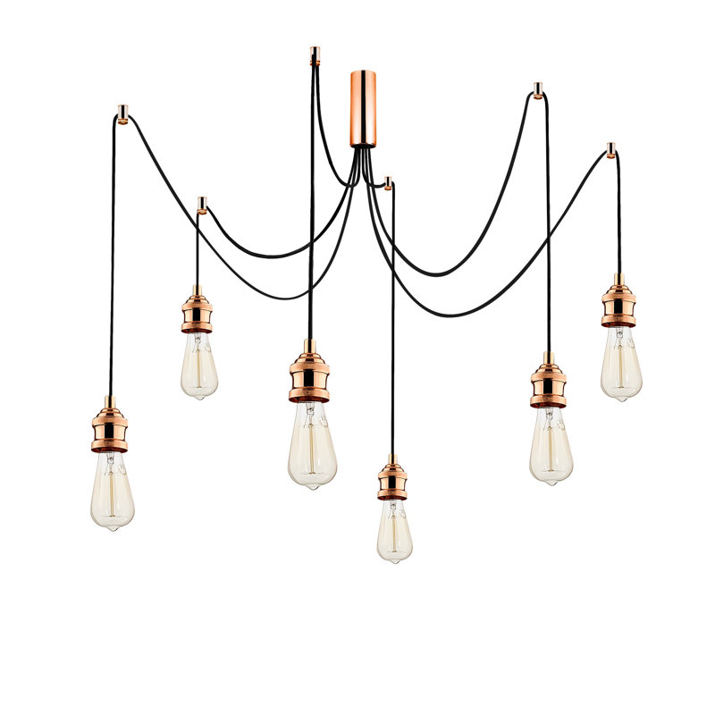 Elegant Nostalgia Chandelier, Copper Finish, 49.6 in Diameter x 40.2 in Height | Adjustable Height, 6 x E27 Max 40W Sockets | Durable Iron Body, IP20 Rated | Perfect for Glamorous Home Décor & Lighting