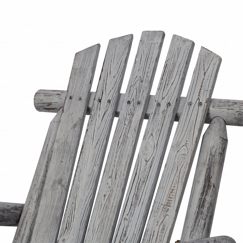 Outdoor Patio Rocker Chair, Durable Wooden Porch Rocker, Fir Log Rocking Chair, Gray