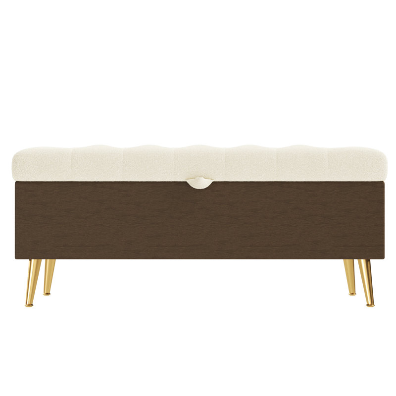 Banc de rangement avec repose-pieds rembourré Milos, Beige