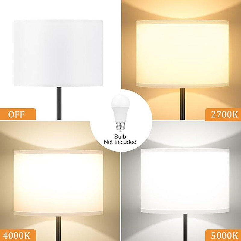 Lampe sur pied moderne de conception simple avec abat-jour blanc, interrupteur à pédale, petites lampes hautes de 60 po pour le salon, la chambre, le bureau, la salle à manger, la cuisine, la lampe noire (sans ampoule)