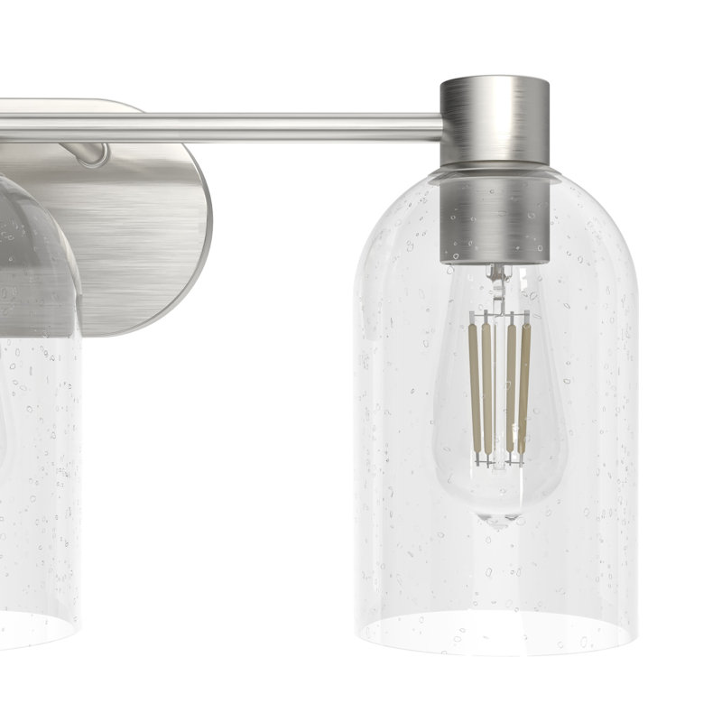 Hunter Lochemeade 3 Light Vanity Wall Light Fixture, Brushed Nickel, Clear