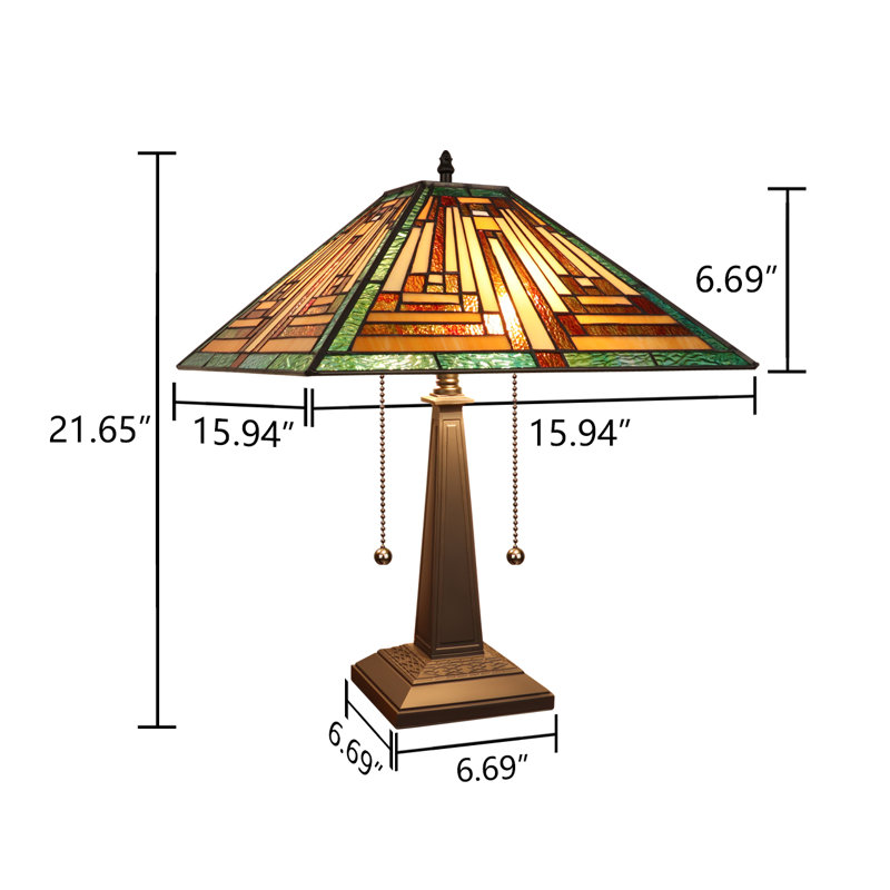 CHLOE Lighting FIRMAN Tiffany-Style 2-Light Mission Table Lamp 16" Shade