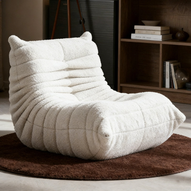 32" Bean Bag Chair, Teddy Fleece Fabric, Memory Foam High Resilience Lazy Sofa for Bedroom & Living Room （White）, White Teddy