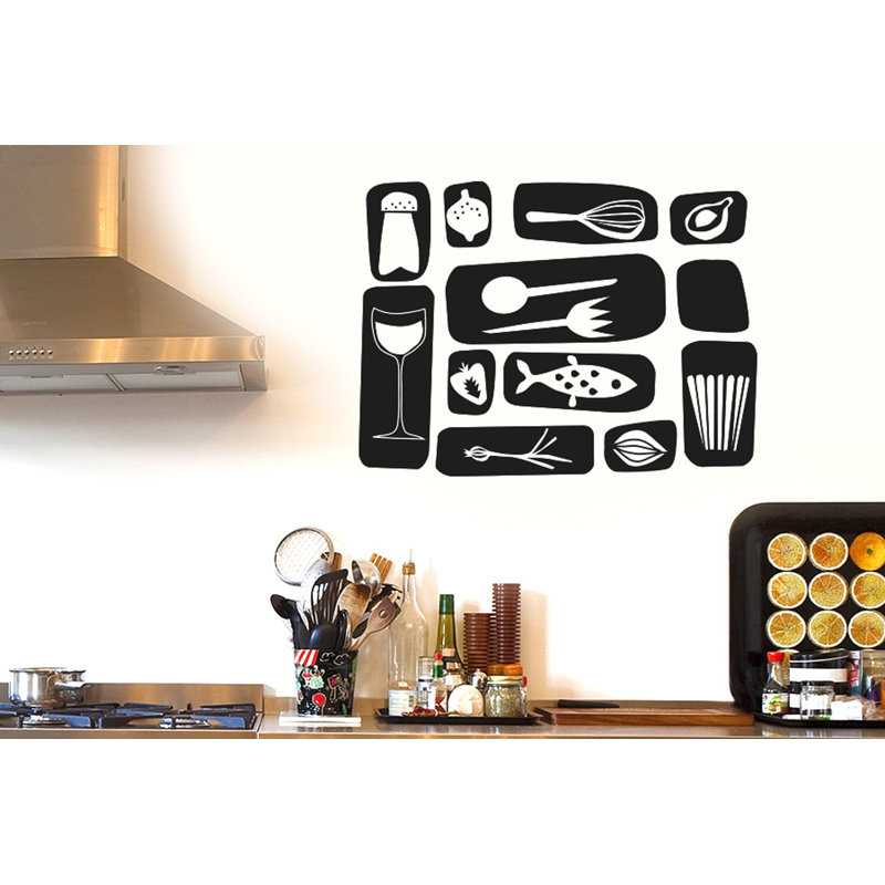 Kitchen Symbols Wall Sticker, Black, Large