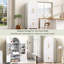 Armoire garde-manger arquée en bois de 72 po de hauteur, armoire de rangement avec tablettes réglables, supports de porte et tiroir caché (blanc)-435181616