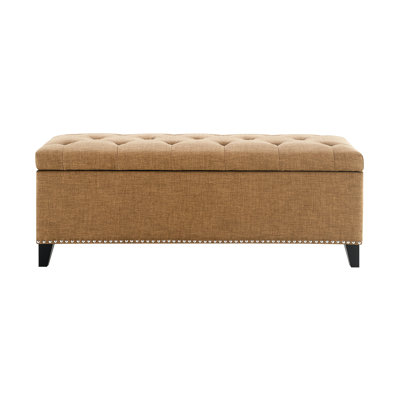 Storage Ottoman, Storage Bench With Safety Close Hinge, Linen Button-Tufted Ottoman For Living Room, Entryway, Hallway, Foot Rest, Support 500Lbs