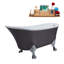 Baignoire de trempage sur pieds en acrylique 55 "avec bonde, pattes et plateau en bambou Streamline-66367053-76099834