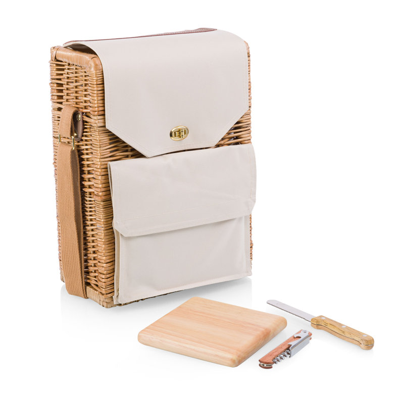 Corsica Wine and Cheese Picnic Basket - 2 Bottle Wine Tote