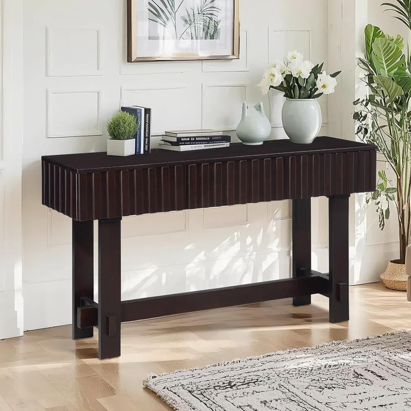 Console de style Mid-Century de 52 po avec tiroirs de rangement Brittanni, Espresso