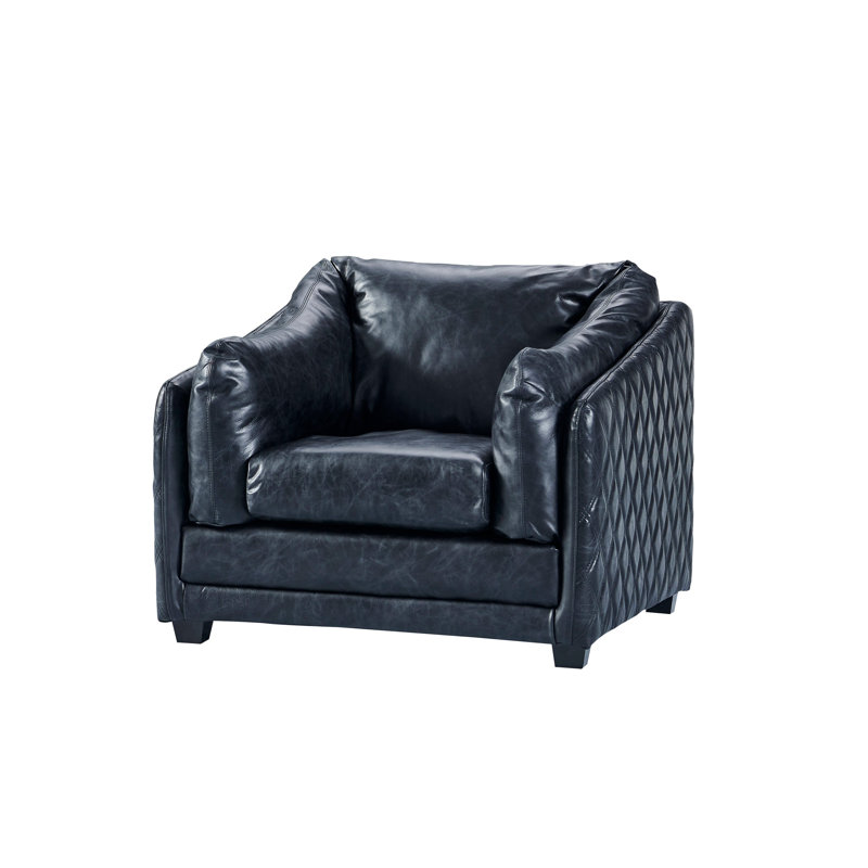 Chaise avec accoudoirs Waco, Cuir véritable ardoise