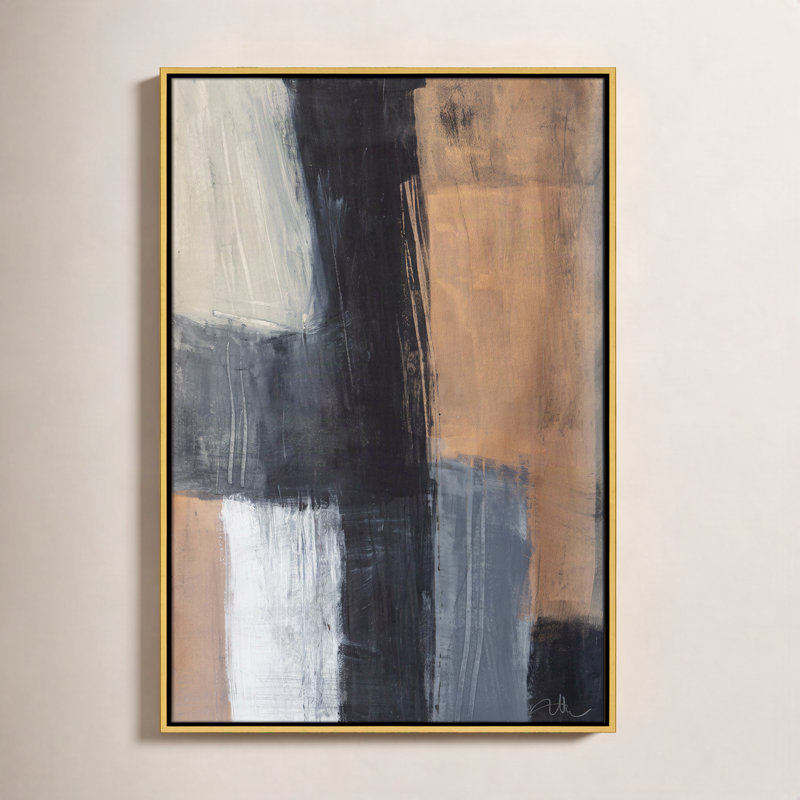 Calderon Karl Metallic Slate II par Print, Cadre flottant doré, Pas de tapis, H 37,5 po x l 25,5 po x P 2 po