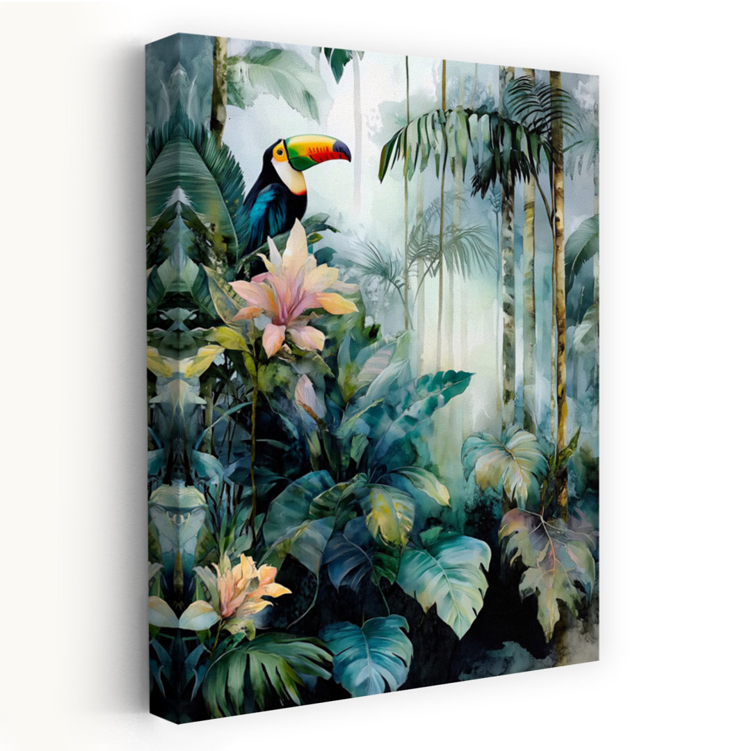 Lush Tropical Toucan Colorful Serene Vibrant Bird Forest Nature Wall Art Print