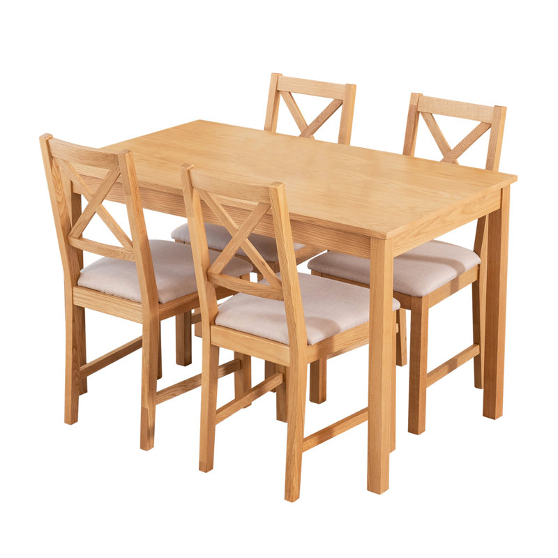 4 - Person Solid Oak Dining Set, Beige