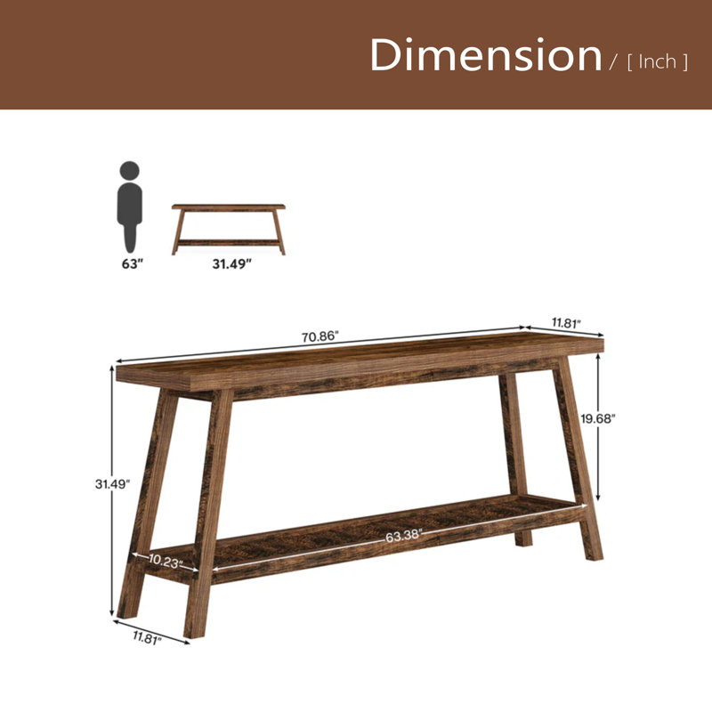 2-Tier Entryway Table,Sofa Table, Brown