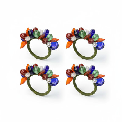 Jewel Tone Forest Cluster Napkin Rings (Set of 4)
