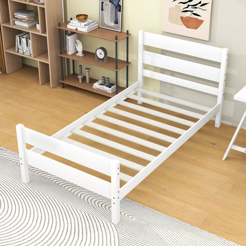 Lit simple avec rangement spacieux sous le lit et lattes, Blanc
