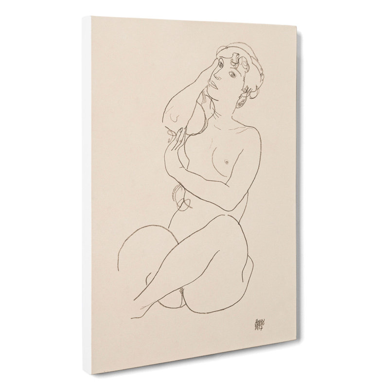Study of a Naked Woman Vol.3 by Egon Schiele - Wrapped Canvas Drawing, 50cm H x 35cm W x 3cm D