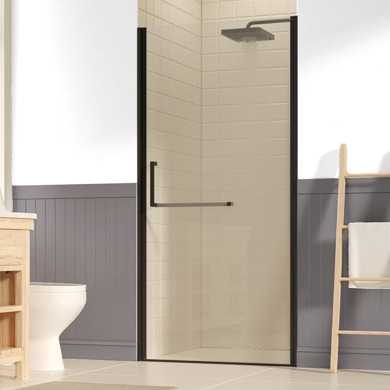 35-36-inch Brushed Nickel Frameless Pivot Shower Door, Brushed Nickel