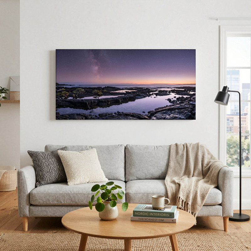 Ensemble de 1 tableau sur toile représentant un ciel nocturne, L 40 po x H 20 po, Toile tendue
