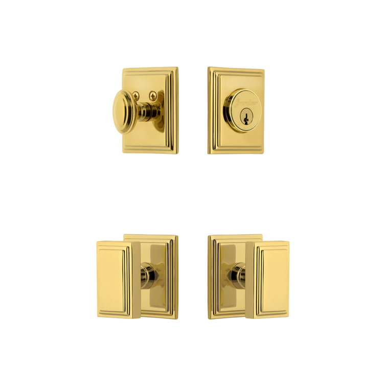 Carre Square Rosette Complete Entry Set with Single Cylinder Deadbolt and Carre Knob